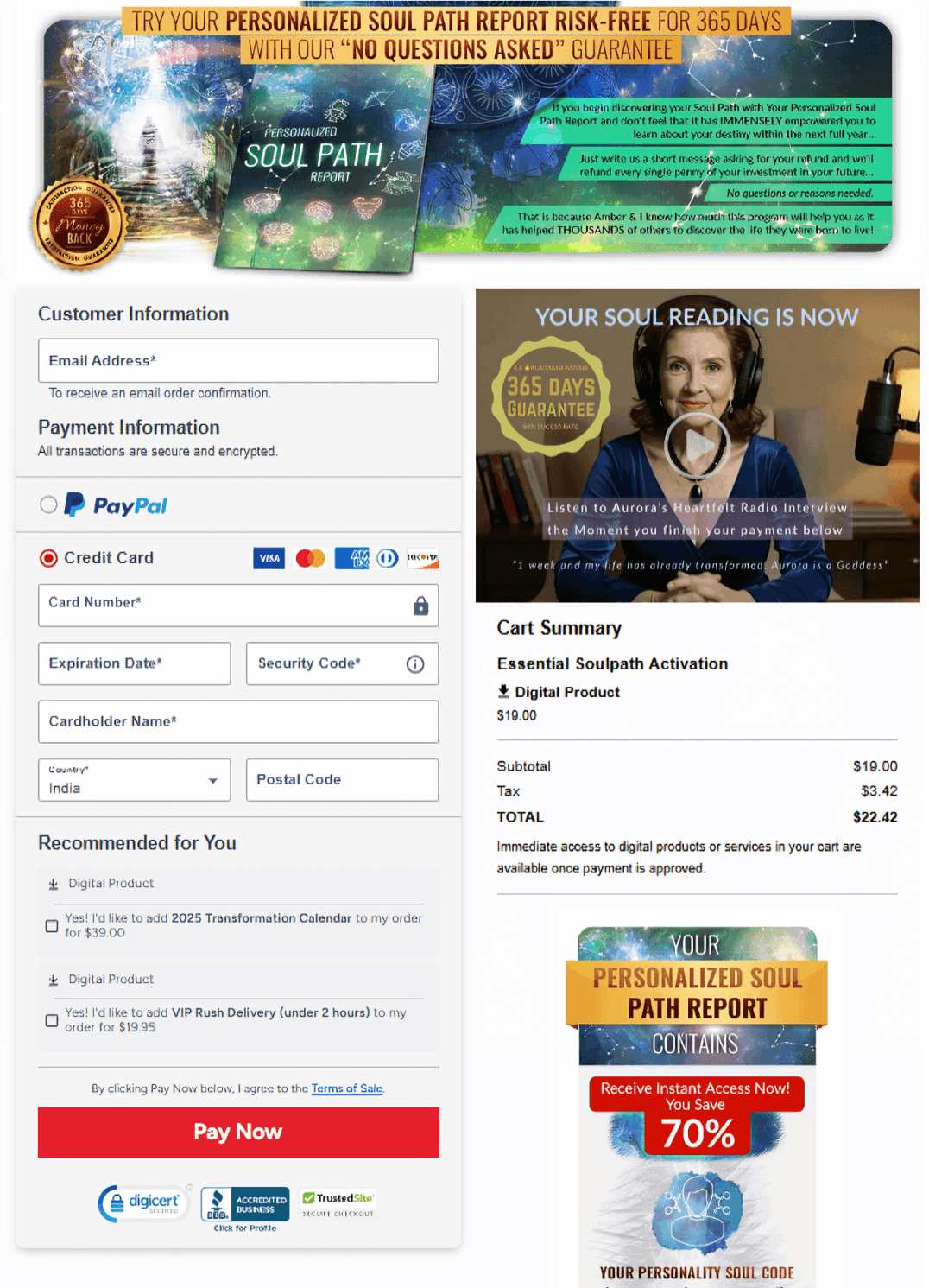 Soul Manifestation Checkout Page